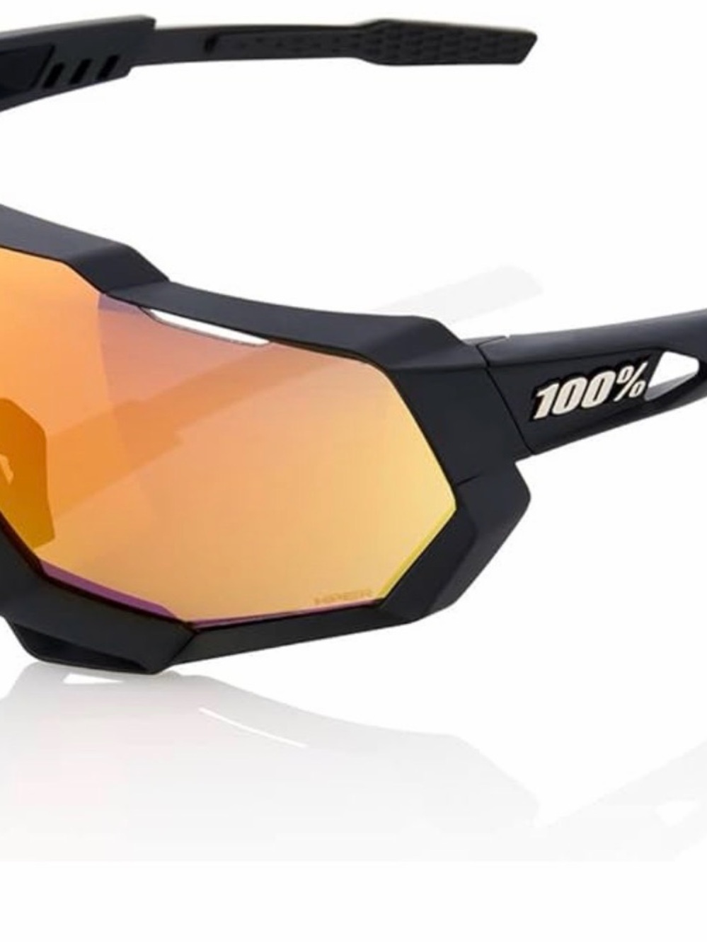 100% Pure Black Frame Sunglasses with Orange Mirrored Lenses